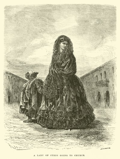教会に行くクスコの女性 作： Edouard Riou